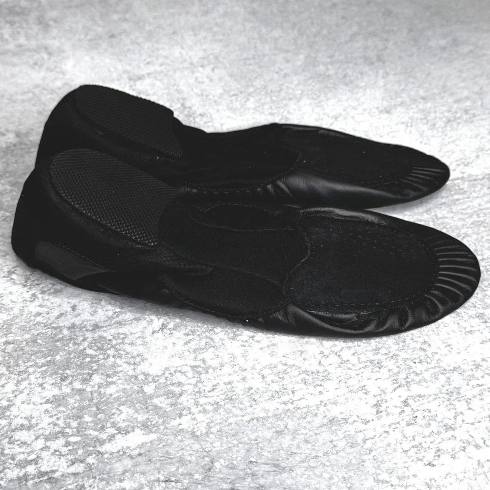 Bloch Black Leather Split Sole Jazz Shoes Womens Size 8.5 / Fit 8 Slip On Dance